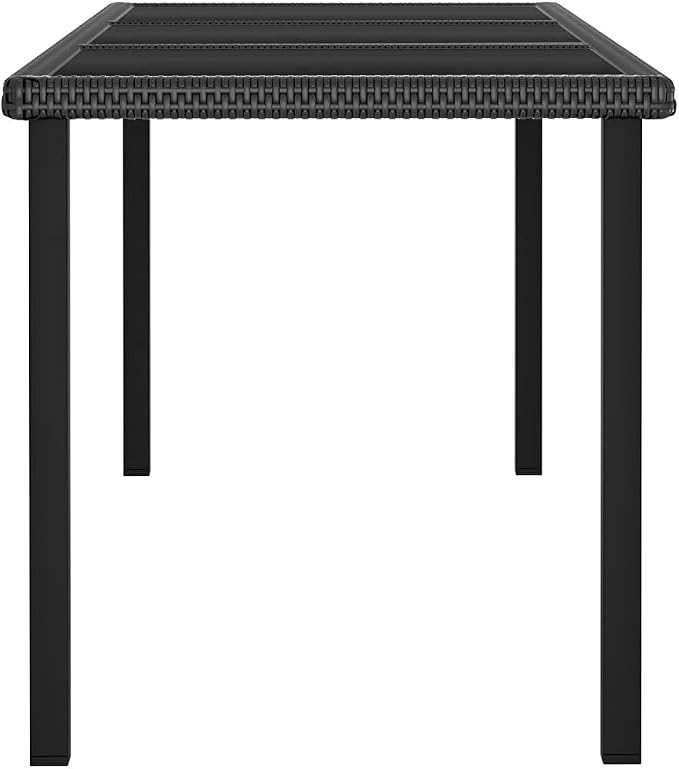 9 Piece Patio Dining Set with Black Poly Rattan, Steel Frame, and Removable Seat Cushions for Outdoor Garden Use