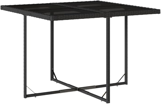 9 Piece Garden Dining Set, 8 Seater Outdoor Patio Furniture, Collapsible PE Rattan Table and Chairs with Cushions, Black