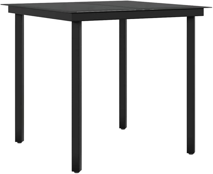 BOWERY HILL 5-Piece Patio Dining Set, 31.5 in Square Table with 4 Chairs, Black Poly Rattan and Powder-Coated Steel, Removable Cushions, Compact Weather-Resistant Garden Furniture for Outdoor Terrace