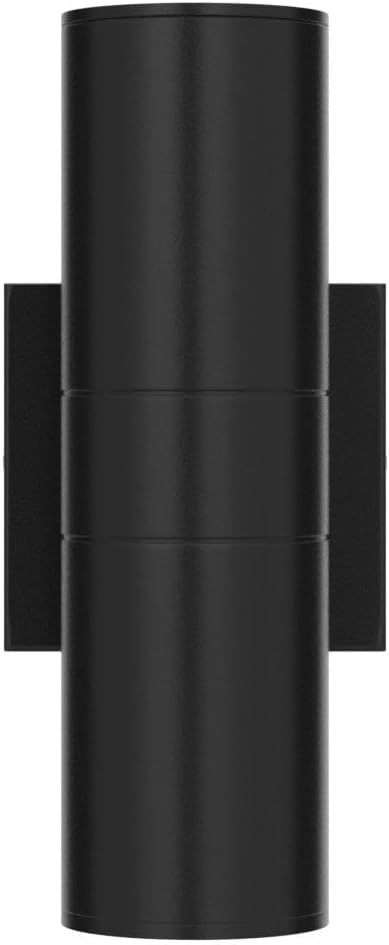 DAKAFUL Outdoor Wall Lights 2 Packs, Integrated LED Cylinder Up Down 12W 2700K Modern Aluminum Light, Waterproof Exterior Light for Porch Patio Door, Matte Black