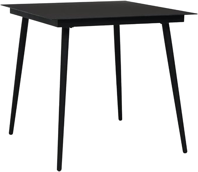 5 Piece Patio Dining Set Cotton Rope and Steel Black Outdoor Patio Furniture Set with Tempered Glass Table for Garden Backyard Deck Kitchen Dining Room