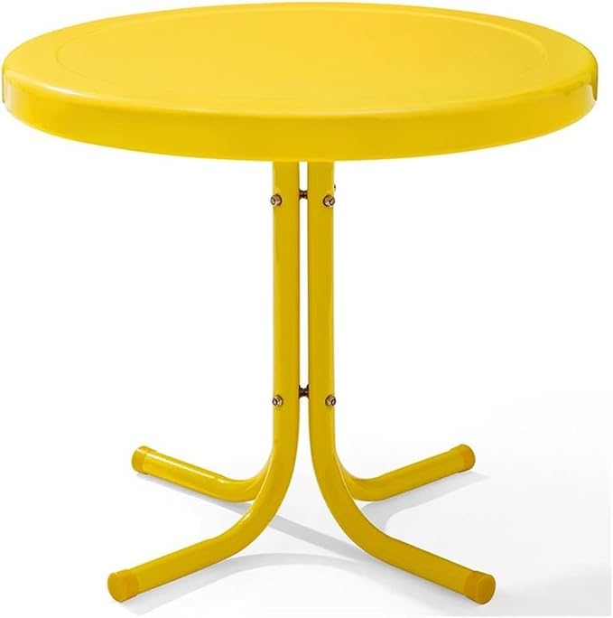 Pemberly Row Modern Metal Patio End Table, Bright Yellow Gloss Finish, 22 in x 22 in x 18.9 in, Sturdy Weatherproof Steel, Powder-Coated Outdoor Porch or Balcony Accent Table
