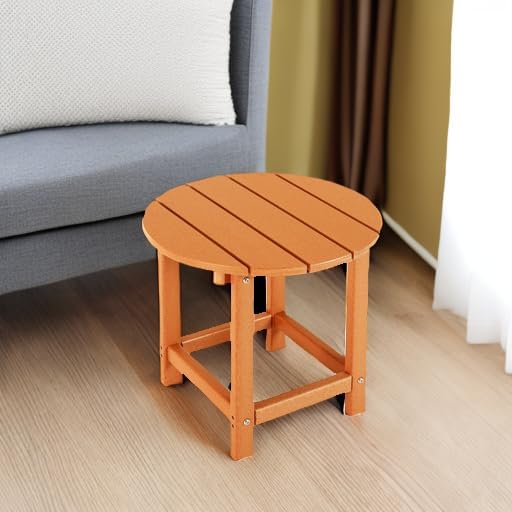 LZRS Adirondack Patio Side Table End Table, Outdoor Coffee Tables for Patio, Backyard,Pool, Indoor Companion, Easy Maintenance & Weather Resistant(Orange)