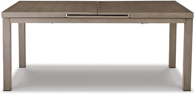 BOWERY HILL Outdoor Rectangular Aluminum Dining Table, Light Brown Finish, 71-94 in Expandable Design, Durable Wood-Look Paint, Stainless Steel Hardware, Patio Furniture for 10-Person Dining Use
