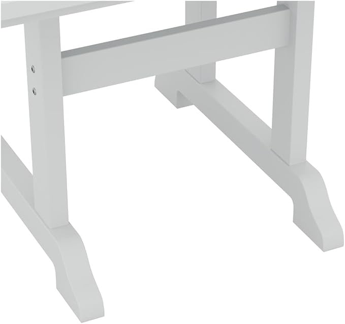 Costaelm Square Outdoor Dining Tables, 43'' Patio Table with Umbrella Hole for 4 Person, Balcony Outdoor Buffet Porch for Outside Lawn Porch Bistro Furniture, White