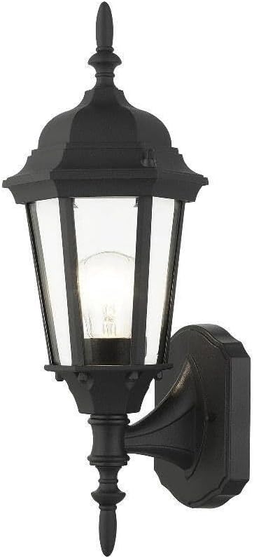 Livex Lighting 7551-14 Outdoor Wall Lantern with Clear Beveled Glass Shades, 16" x 6" x 16", Black