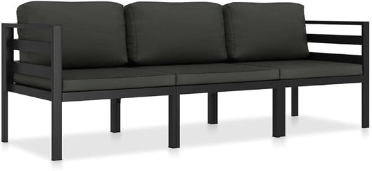 Garden Lounge Set, 3 Piece Anthracite Aluminum Patio Furniture, Modular Outdoor Sectional Sofa with Cushions and Cover for Terrace, Backyard, and Sunroom