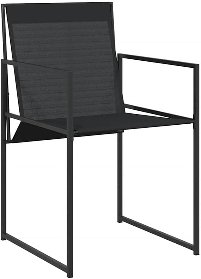 Afuera Living 5 Piece Patio Dining Set, Powder-Coated Steel Frame, Black Finish, UV-Resistant Textilene Seats, Rectangular Table, Modern Minimalist Garden Furniture for Outdoor Terrace or Backyard