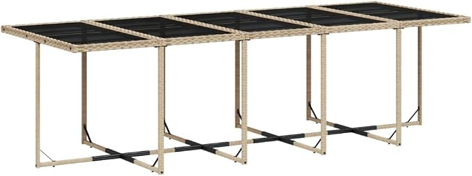 11 pcs Set Patio Dining Set & Outdoor Dining Set Beige PE Rattan Garden Dining Set for Lawn Backyard Front Porch 108.3 x 41.7 x 28.7 in