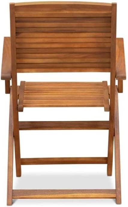 Pemberly Row Contemporary 7-Piece Patio Dining Set, Natural Oil Finish, Oval Table 59"L and 6 Foldable Chairs, Lightweight and Easy to Store, Outdoor Dining and Lounging Furniture for Patio or Garden