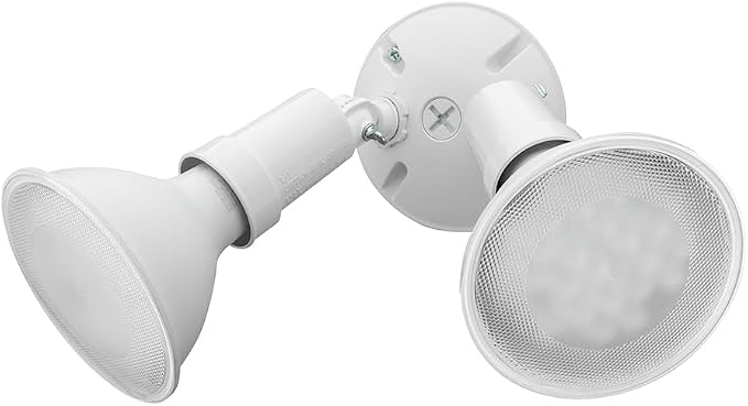 Lithonia Lighting Outdoor Flood Light Fixture, Adjustable Twin Par Flood Light Holder, Safety and Security, 120 Volts, Uses 2 Lamps Up to 150W (Not Included), White, 6-Pack (OFTH 300PR 120 WH CP6 M4)