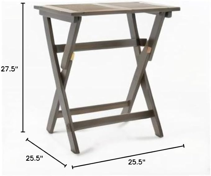Christopher Knight Home Positano Outdoor Foldable Acacia Wood Bistro Table, Grey Finish