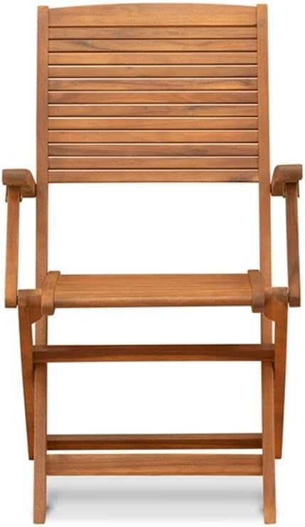 Pemberly Row 7-Piece Patio Dining Set, Rectangular Wood Table & 6 Folding Chairs, Natural Oil Finish, Lightweight Outdoor Furniture for Garden or Patio Dining with Small Gatherings, Easy to Store