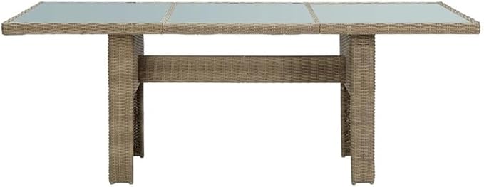 BOWERY HILL Contemporary Patio Dining Set, Weather-Resistant PE Rattan, Brown and Dark Gray Finish, 7-Piece Set with Cushions, Seats 6, 39.4 x 78.7 x 29.1 in., Outdoor Garden or Terrace Furniture