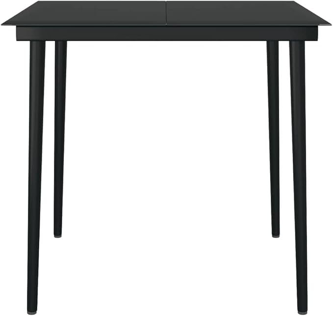 31.5 by 31.5 Inch Square Glass Top Outdoor Dining Table with Durable Steel Frame