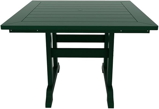 Costaelm Square Outdoor Dining Tables, 43'' Patio Table with Umbrella Hole for 4 Person, Balcony Outdoor Buffet Porch for Outside Lawn Porch Bistro Furniture, Dark Green