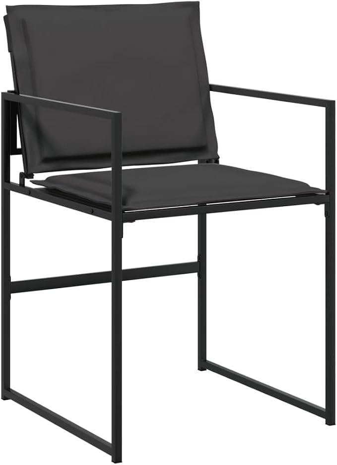 13 Piece Patio Dining Set with Cushions Black Textilene Outdoor Garden Furniture Table Seats Stackable for Backyard Al Fresco Dining Relaxing Tempered Glass Top