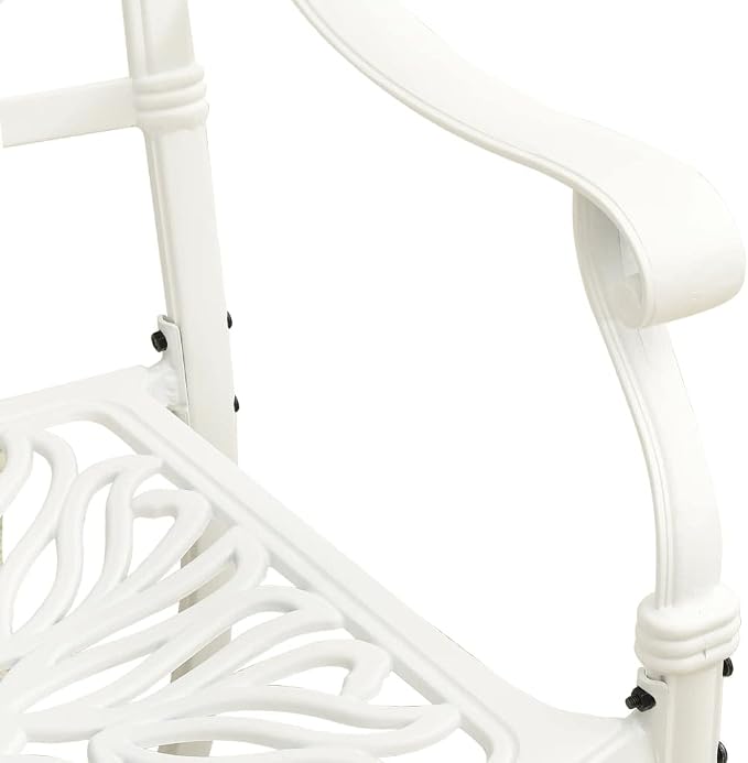 5 Piece Bistro Set Cast Aluminum White | Outdoor Dining Set, Patio Chairs and Table, Weather-Proof, Umbrella Hole