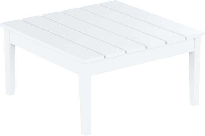 WestinTrends Ashore Outdoor Coffee Table, 32 Inch All Weather Poly Lumber Adirondack Patio Coffee Table Square Low Table, White