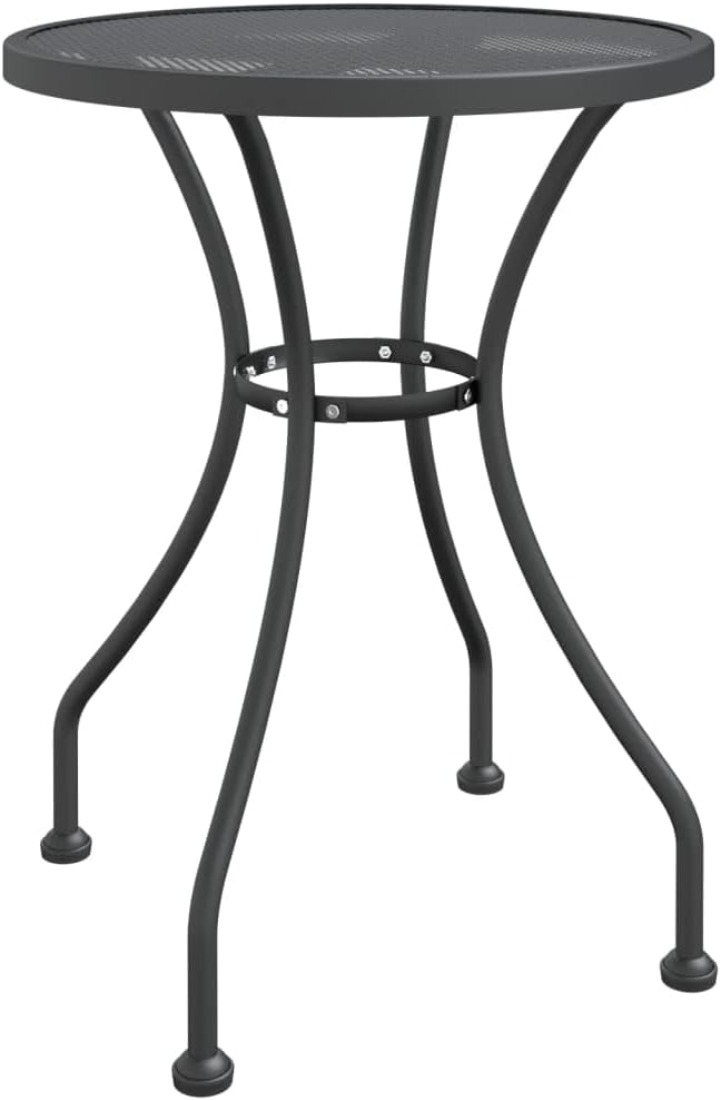 Expanded Metal Mesh Outdoor Table Durable Iron Patio Table Compact Garden Dining Anthracite Round for Balcony