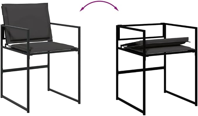 11 Piece Outdoor Dining Set, Patio Table and 10 Folding Chairs with Cushions, Space Saving Cube Design, Black Textilene Garden Furniture