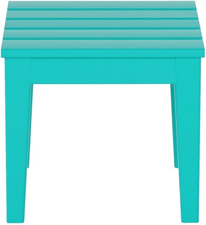 Costaelm Small Outdoor Side Table, Patio End Table Weather Resistant Outdoor Coffee Table, Square Conversation Table for Indoor, Porch, Balcony, Garden, Poolside, Deck, Turquoise