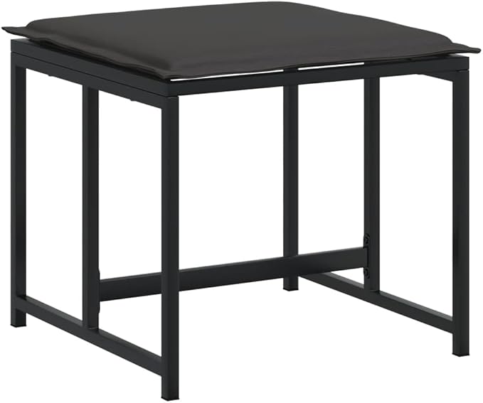 17 Piece Patio Dining Set with Cushions Black Textilene Outdoor Furniture Table Chairs Stools Tempered Glass UV Resistant Fade Proof Foldable Storage Space Saving
