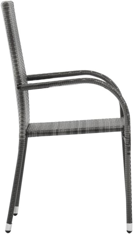 BOWERY HILL 5-Piece Patio Dining Set, Powder-Coated Steel and PE Rattan, Gray and Black Finish, Tempered Glass Tabletop, Contemporary Style Outdoor Garden Furniture for Balcony or Terrace