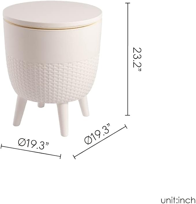 Lagoon Cancún Outdoor Cooler Bar/Cocktail/Coffee 3-in-1 Patio Table (White)