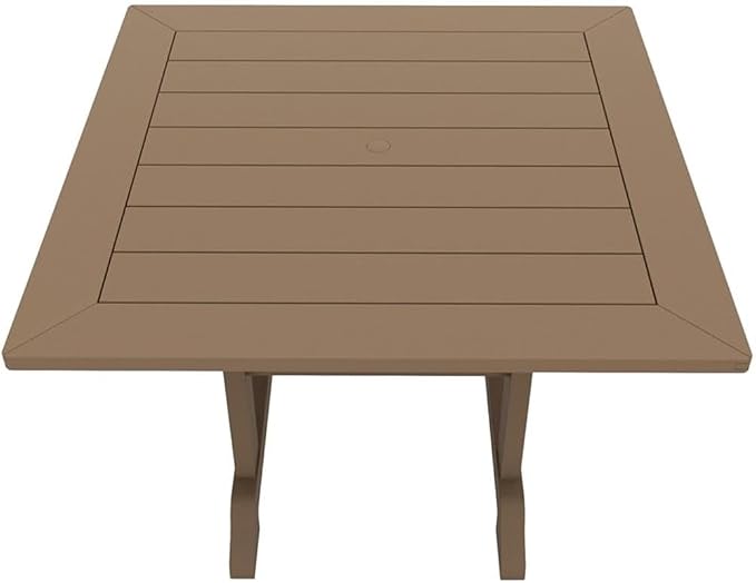 Costaelm Square Outdoor Dining Tables, 43'' Patio Table with Umbrella Hole for 4 Person, Balcony Outdoor Buffet Porch for Outside Lawn Porch Bistro Furniture, Weathered Wood