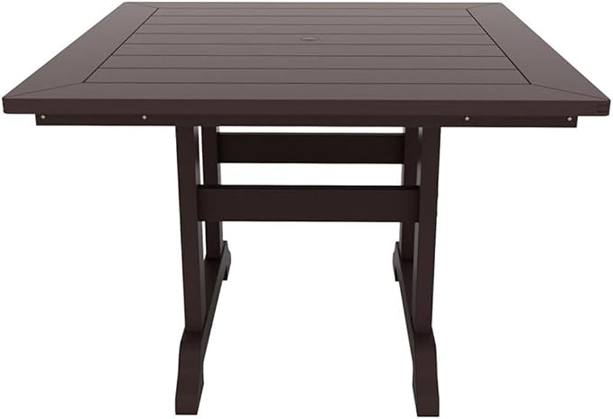 Costaelm Square Outdoor Dining Tables, 43'' Patio Table with Umbrella Hole for 4 Person, Balcony Outdoor Buffet Porch for Outside Lawn Porch Bistro Furniture, Dark Brown