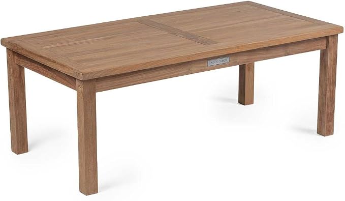 TITAN GREAT OUTDOORS Ash & Ember Grade A Teak 47in Coffee Table, Patio Lounge Tea Table for Deck, Porch, or Backyard Indoor Outdoor Use, Weather Resistant Slatted Outdoor Lounging Patio Furniture