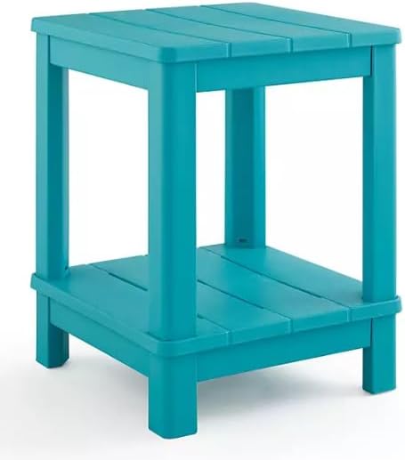 Generic Adirondack Deluxe Outdoor Side Table Patio Side Table with Shelf End Tables for Patio,Garden, Lawn, Pool (Teal), Small