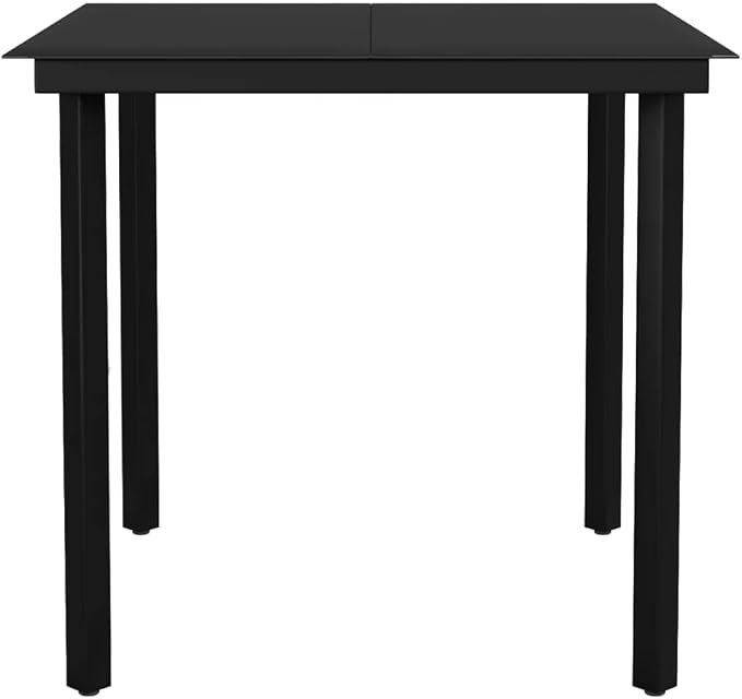 3 Piece Patio Dining Set Black Outdoor Rattan Furniture with Cushions for Garden Backyard Porch, Glass Table and 2 Chairs Weatherproof