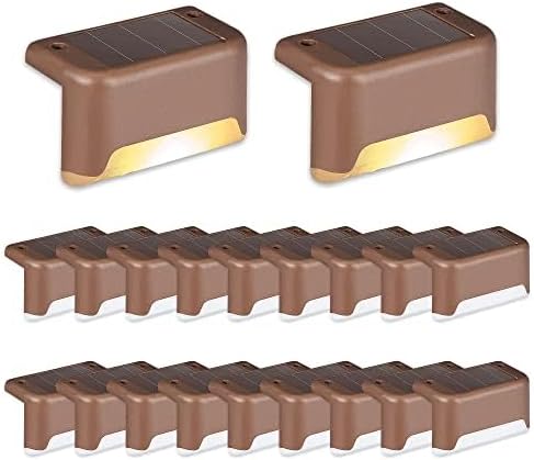 SOLPEX Solar Deck Lights Outdoor 20 Pack,Step Light Waterproof,Warm White | Led Solar lights for Outdoor Stairs, Step , Fence, Yard, Patio and Pathway