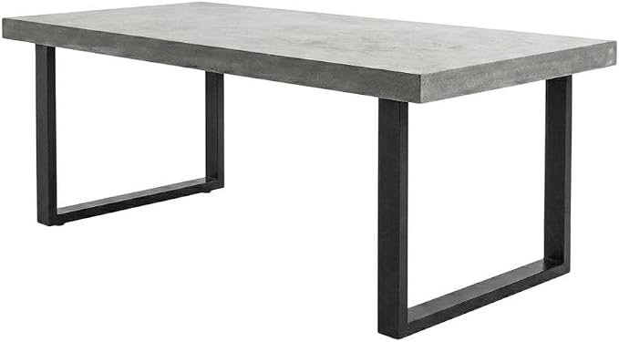 Outdoor EscapeGray Cement Top Outdoor Dining Table for Six, Concrete Surface, Modern Design, Weather-Resistant, Garden and Backyard Use