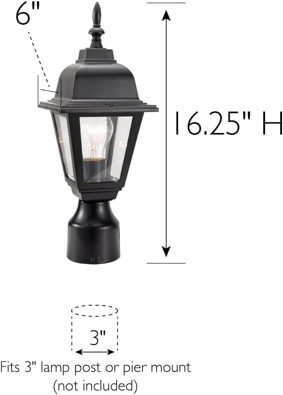 Design House Maple Street Outdoor Post Light with Clear Glass, Wet Rated for Driveway, Patio, and Garden, 507509 | Post Mount, Traditional, Aluminum, Lighting, 507509