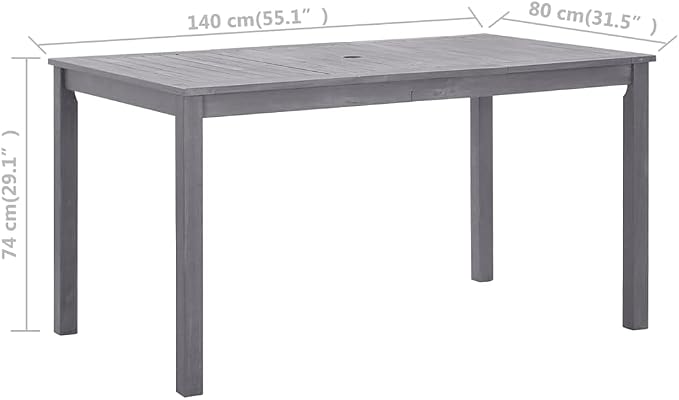Outdoor Wooden Table,Rustic Farmhouse Style Dinner Table,Dining Table for Kitchen, Dining Room & Living Room,Patio Table Gray Wash 55.1"x31.5"x29.1" Solid Acacia Wood
