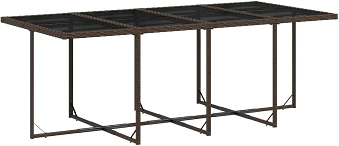 9 pcs Set Patio Dining Set & Balcony Furniture Brown PE Rattan Outdoor Dining Set Garden Dining Set for Lawn Backyard Front Porch 86.6 x 41.7 x 28.7 in