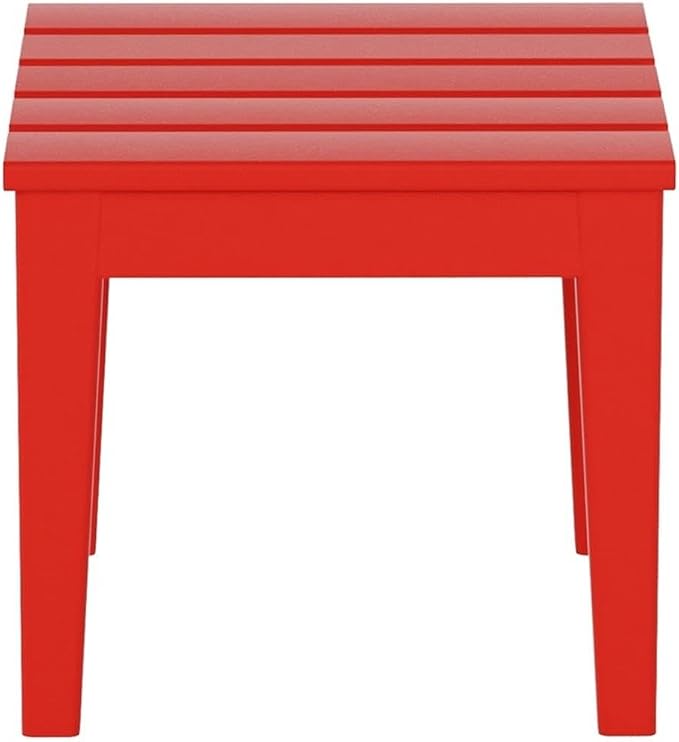 Costaelm Small Outdoor Side Table, Patio End Table Weather Resistant Outdoor Coffee Table, Square Conversation Table for Indoor, Porch, Balcony, Garden, Poolside, Deck, Red