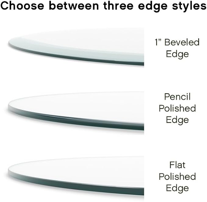 The Better Bevel 16 inch Round Glass Table Top - Clear Tempered Glass Surface Protector - Safe Beveled Edge - Coffee, Dining and End Table