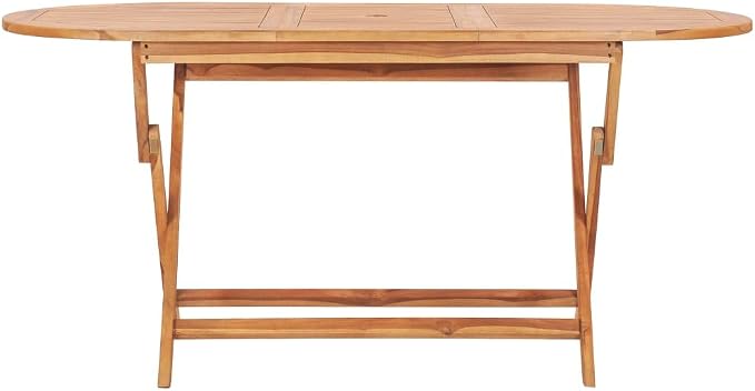 Solid Teak Wood Folding Garden Table, 63x31.5 Inch Outdoor Dining Table, Foldable Solid Teak Wood for Patio