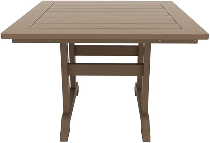Costaelm Square Outdoor Dining Tables, 43'' Patio Table with Umbrella Hole for 4 Person, Balcony Outdoor Buffet Porch for Outside Lawn Porch Bistro Furniture, Weathered Wood