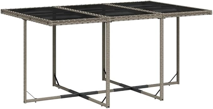 Afuera Living 11-Piece Poly Rattan Patio Dining Set, Gray Powder-Coated Finish, Cushioned Seats, Foldable Chairs and Stools, UV-Resistant Outdoor Garden Furniture for Terrace or Balcony, 10-Seater