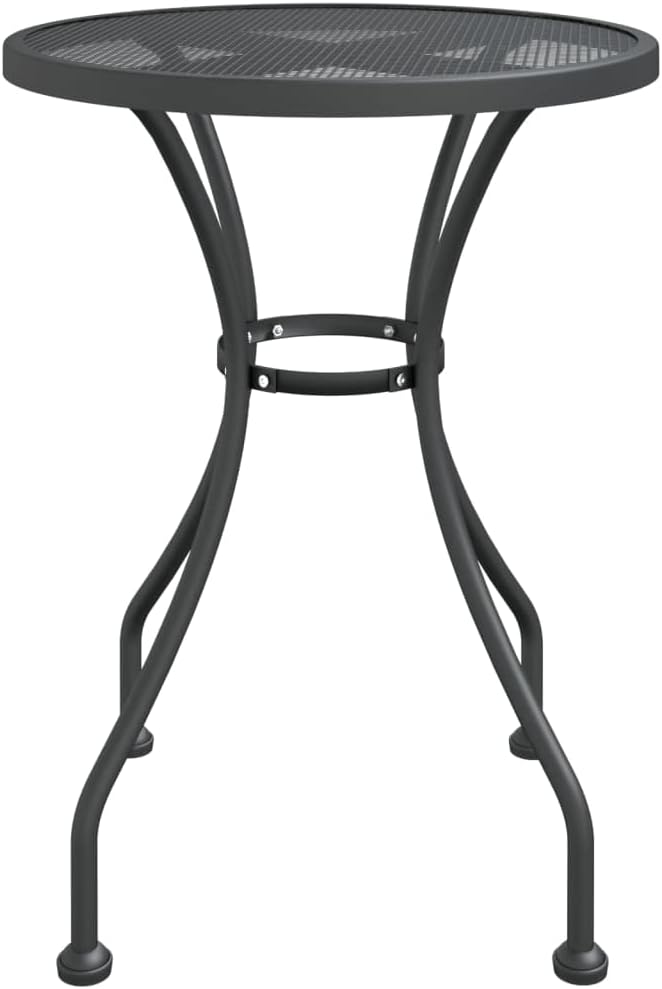 Expanded Metal Mesh Outdoor Table Durable Iron Patio Table Compact Garden Dining Anthracite Round for Balcony