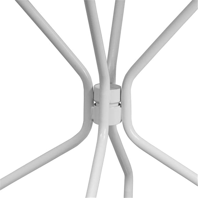 Afuera Living Round Steel Patio Dining Table, 35.25 in, White Powder Coat Finish, Flower Print Top with Umbrella Hole, Indoor/Outdoor Durable Bistro Table for Home, Cafe, Restaurant