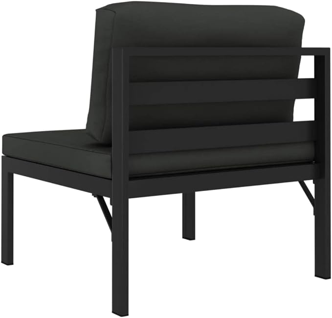 2-Seater Outdoor Sofa, Modern Matte Anthracite Aluminum Patio Couch, Modular Garden Middle Sofa Set with Cushions for Terrace, Balcony and Backyard, 2-Piece