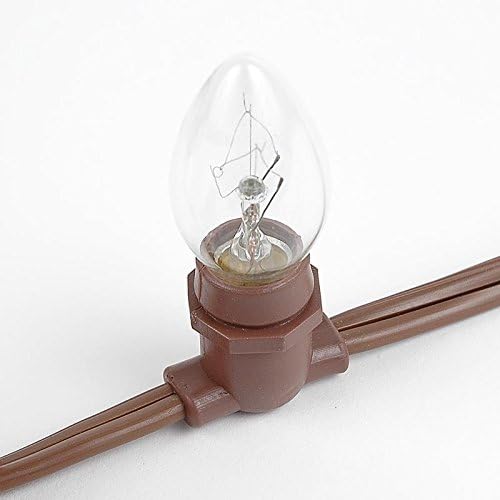Novelty Lights 25 Feet Heavy Duty Light String, 25 E12 Sockets, Brown Wire