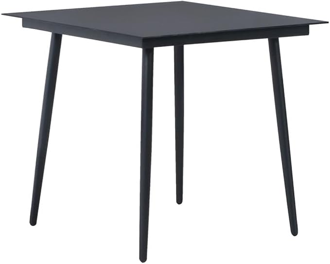 Afuera Living 5-Piece PVC Rattan Patio Dining Set, Powder-Coated Steel Frame, Square Glass Table, Black Finish, Lightweight, Space-Efficient Outdoor Furniture for Garden, Patio, or Terrace Dining