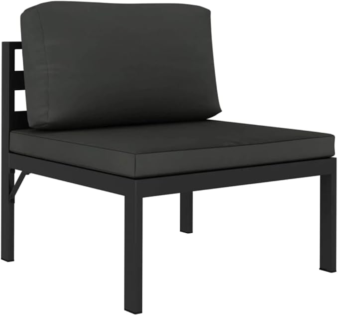 Garden Lounge Set Anthracite Aluminum, 4-Piece Modular Patio Conversation Sofa Furniture with Cushions, Matte Metal Outdoor Sectional Couch for Yard, Balcony and Terrace
